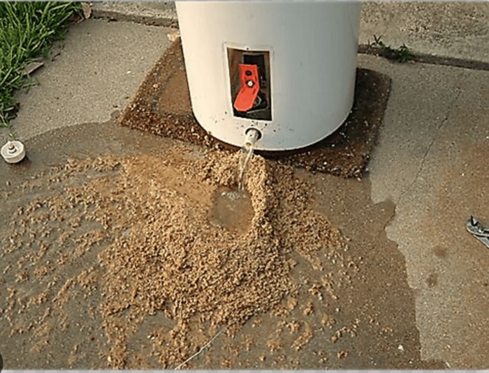 Sediment flushed from a Phoenix water heater